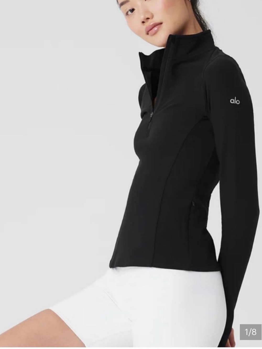 ALO Yoga Black Rapid Pullover 1/2 Zip Mock Neck